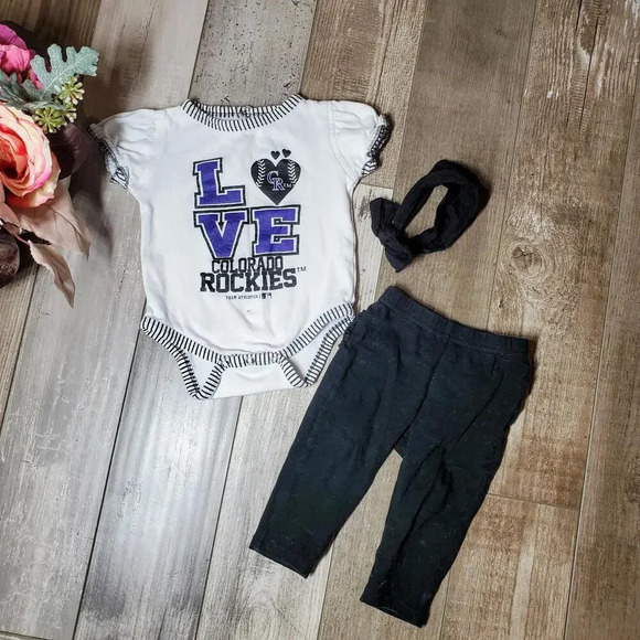 Colorado Rockies Baseball Baby Girl Outfit Size 3/6 Months - Picture 1 of 12